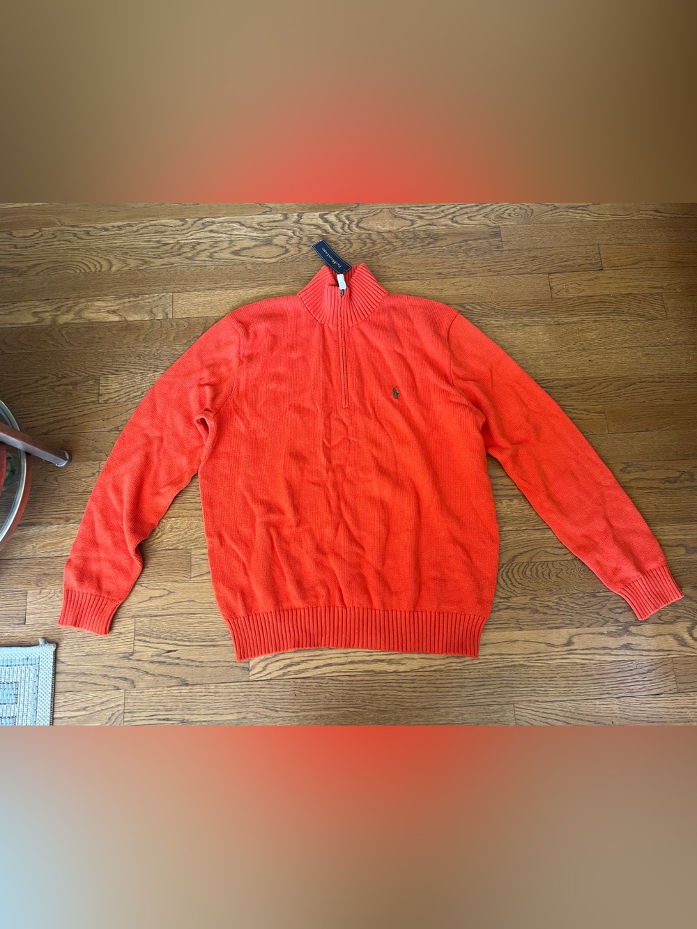 Ralph Lauren Men’s Bright Orange Half-Zip Sweater